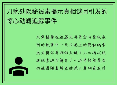 刀疤处隐秘线索揭示真相谜团引发的惊心动魄追踪事件